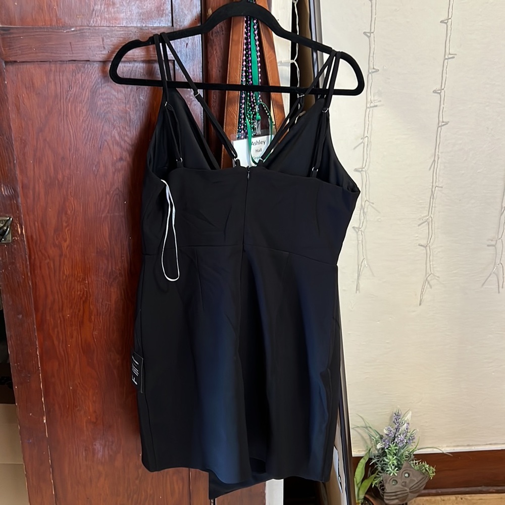 Ready to party black asymmetrical surplice dress - Picture 4 of 5